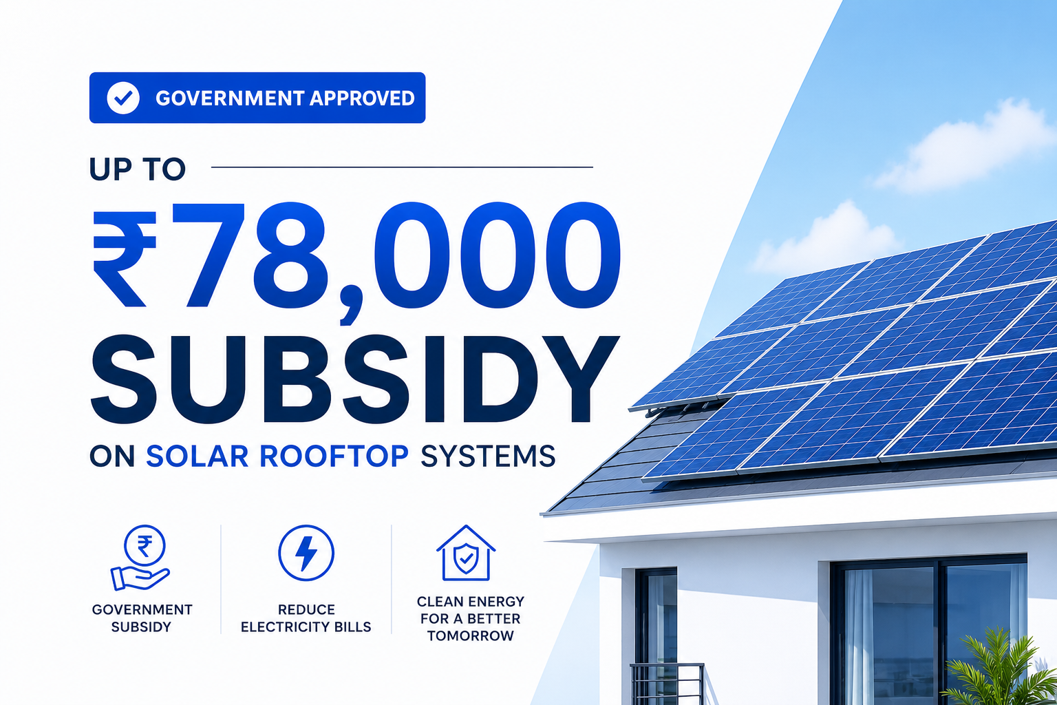 Infographic detailing ₹78,000 government-approved subsidy on solar rooftop systems in Hyderabad